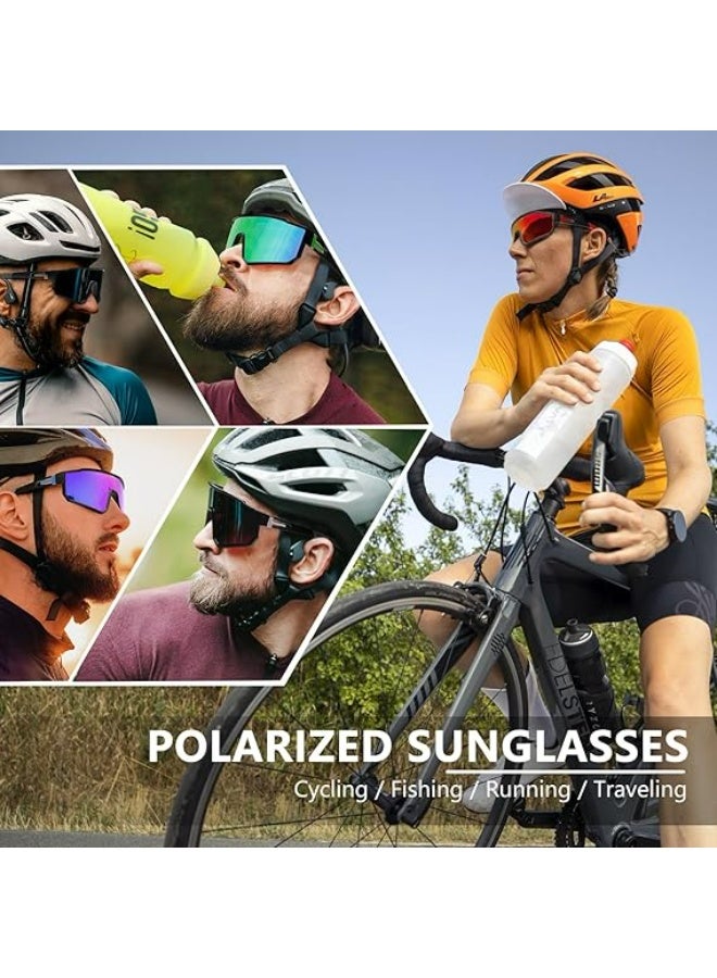 أوزيغالور 3-حزمة نظارات شمسية رياضية مستقطبة للرجال، نظارات شمسية للدراجات الجبلية بحماية UV400 وإطار كبير - Image 2