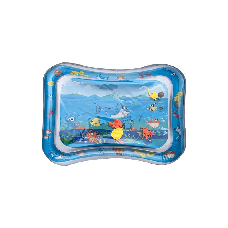 Inflatable Baby Water Mat for Kids, Tummy Time Fun Activity Play Center for Infants & Kids, Patted Play Pad Cushion Early Education, Inflatable Baby Water Mat for Infants and Toddlers, 24” X 16", Blue