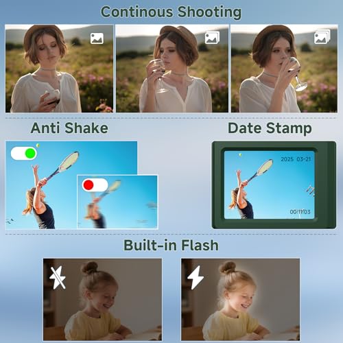 SMARTKLIK Digital Camera, 56MP 2.7K Dual-Screen Selfie Camera with 16X Zoom, 20 Filters & Anti-Shake, Portable Point and Shoot Digital Cameras with 32GB Card, Compact Travel Cameras for Beginners Teens Kids - Image 5