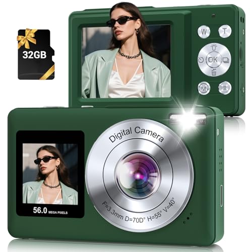 SMARTKLIK Digital Camera, 56MP 2.7K Dual-Screen Selfie Camera with 16X Zoom, 20 Filters & Anti-Shake, Portable Point and Shoot Digital Cameras with 32GB Card, Compact Travel Cameras for Beginners Teens Kids - Image 1
