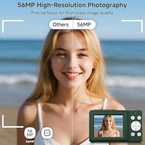 SMARTKLIK Digital Camera, 56MP 2.7K Dual-Screen Selfie Camera with 16X Zoom, 20 Filters & Anti-Shake, Portable Point and Shoot Digital Cameras with 32GB Card, Compact Travel Cameras for Beginners Teens Kids - Image 2