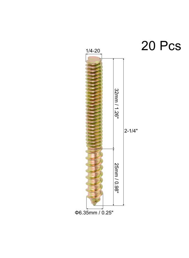 uxcell 1/4-20 x 2-1/4" Hanger Bolts Double Head Dowel Screw for Wood Furniture 20pcs - Image 2