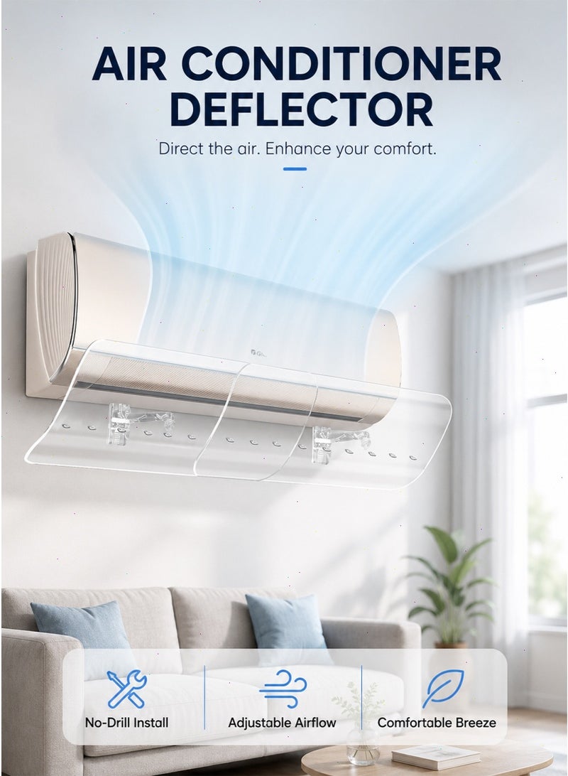 Split Air Conditioner Deflector, Easy Installation Without Punching For Wall, AC Vent Deflector Adjustable Size To Fit All Types And Sizes Of Air Conditioners - Image 1