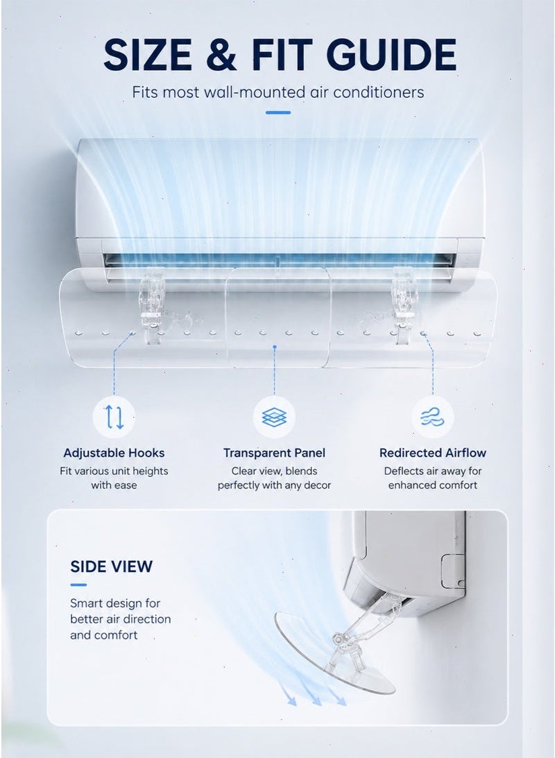 Split Air Conditioner Deflector, Easy Installation Without Punching For Wall, AC Vent Deflector Adjustable Size To Fit All Types And Sizes Of Air Conditioners - Image 3