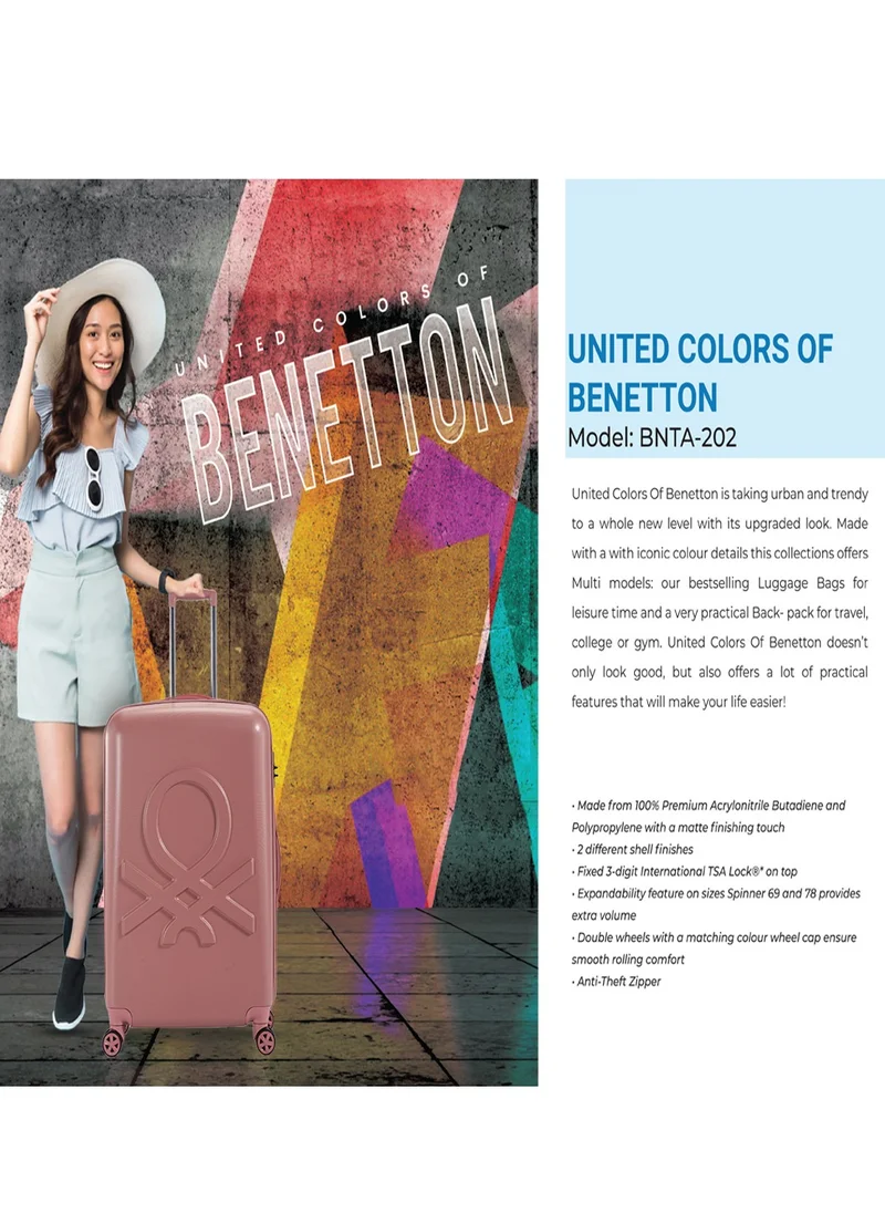 UNITED COLORS OF BENETTON BNTA-202 20Inch-Cabin Luggage with TSA Lock| Material- Acrylonitrile Butadiene Styrene| Adjustable Trolley Handle | Smooth Dual Wheels 360degree rotate| Rose Gold