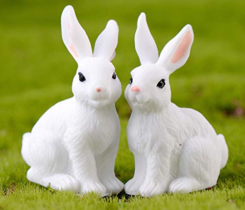 HYSTYLE 12 Pcs Cute Animal Rabbit Miniature Animal Figures Mini Bunny Figurines, Rabbit Cake Cupcake Toppers Fairy Garden Decoration - Image 3