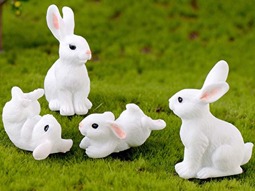 HYSTYLE 12 Pcs Cute Animal Rabbit Miniature Animal Figures Mini Bunny Figurines, Rabbit Cake Cupcake Toppers Fairy Garden Decoration - Image 4