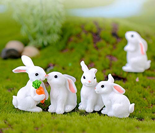 HYSTYLE 12 Pcs Cute Animal Rabbit Miniature Animal Figures Mini Bunny Figurines, Rabbit Cake Cupcake Toppers Fairy Garden Decoration - Image 2