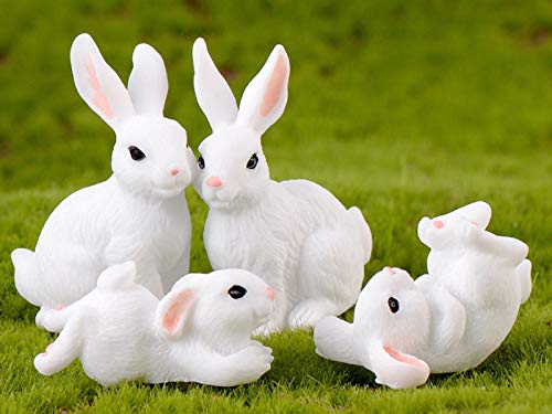 HYSTYLE 12 Pcs Cute Animal Rabbit Miniature Animal Figures Mini Bunny Figurines, Rabbit Cake Cupcake Toppers Fairy Garden Decoration - Image 5