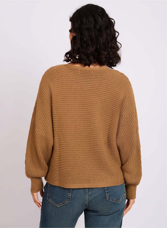 Premoda Women Pullover Oversize Cropped Beige  - Image 4