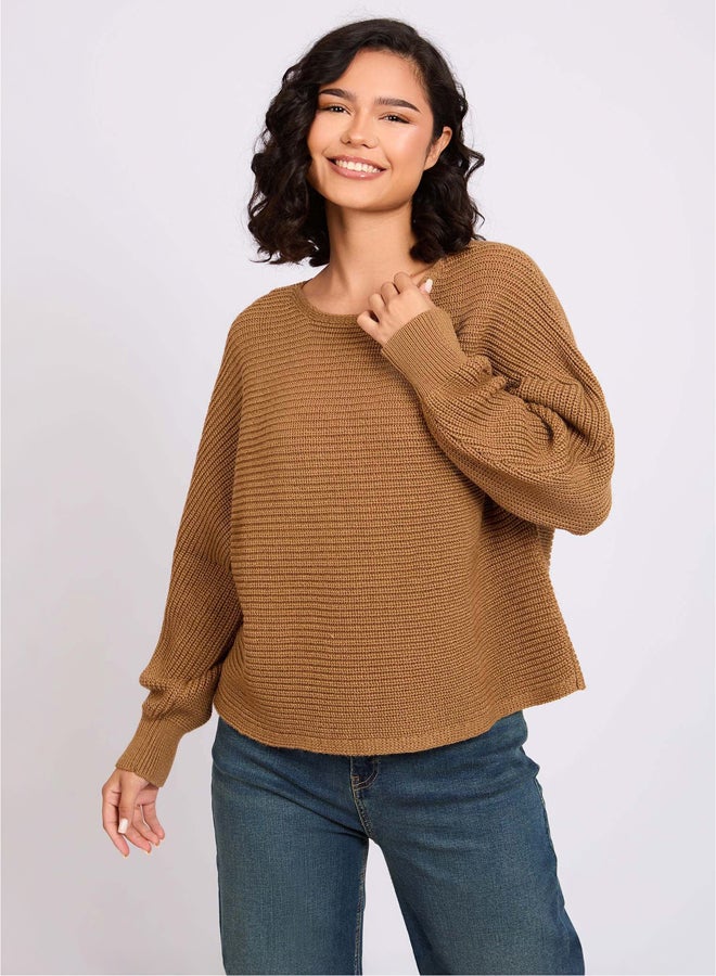 Premoda Women Pullover Oversize Cropped Beige  - Image 2