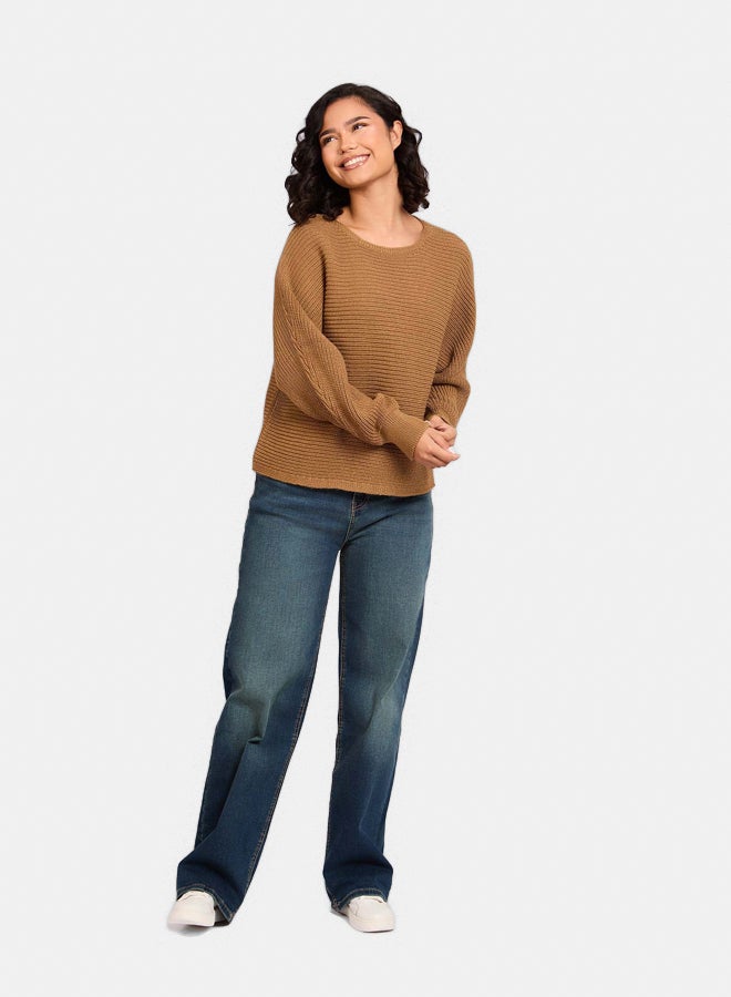 Premoda Women Pullover Oversize Cropped Beige  - Image 1