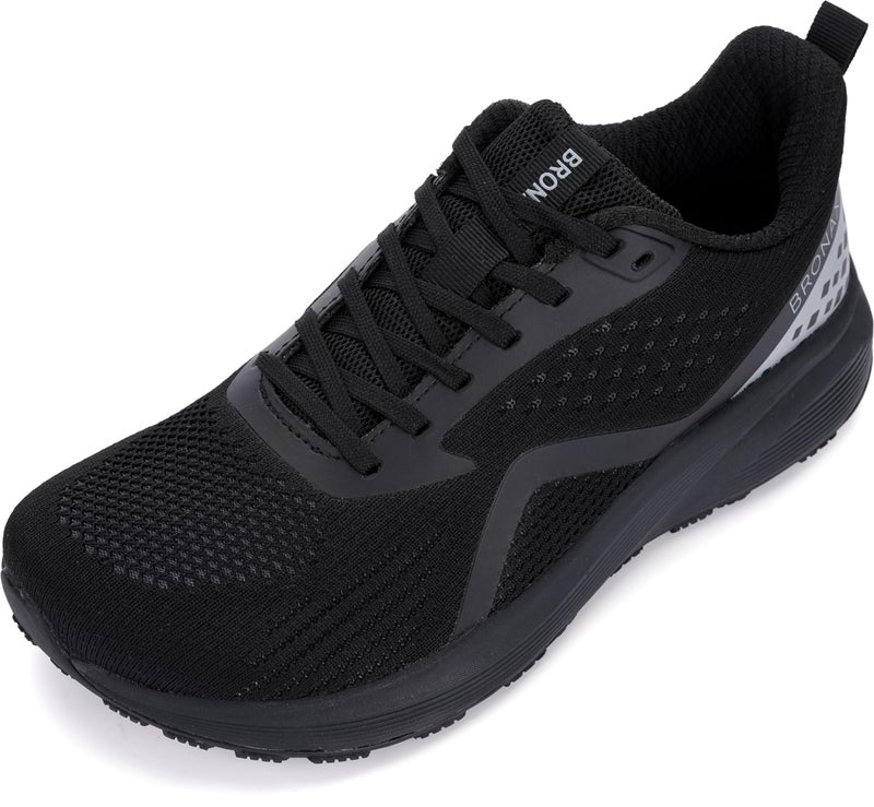 BRONAX Mens Wide Toe Box Running Tennis Shoes Gym Tennis Athletics Size 11 Sports Mesh Walking Rubber Outsole Sneakers for Male Black 45 - Image 1
