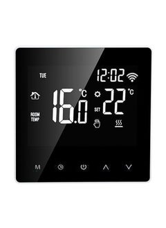 ترموستات ذكي، جهاز تحكم في درجة الحرارة ME81H AC 230V، ترموستات ذكي يعمل بالواي فاي، شاشة LCD، ترموستات ذكي، ترموستات تدفئة أرضية (16 أمبير، ظهر أبيض وضغط أبيض)