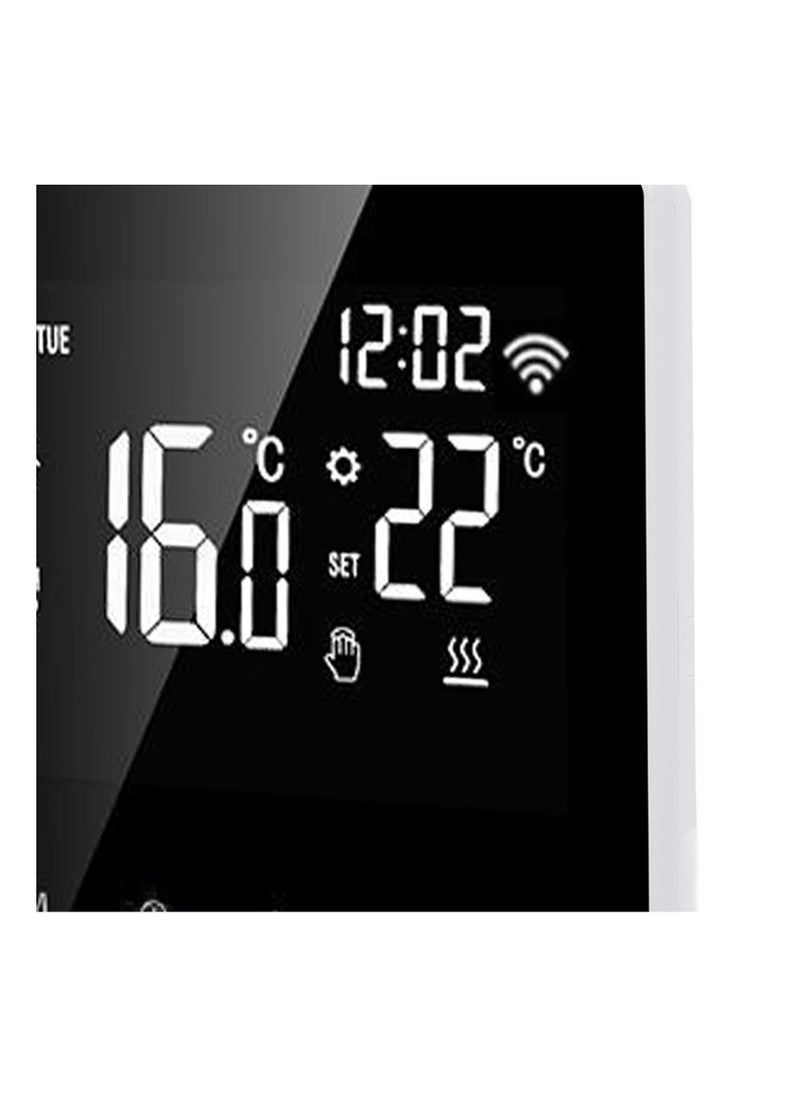 SYOSI - ترموستات ذكي، جهاز تحكم في درجة الحرارة ME81H AC 230V، ترموستات ذكي يعمل بالواي فاي، شاشة LCD، ترموستات ذكي، ترموستات تدفئة أرضية (16 أمبير، ظهر أبيض وضغط أبيض) - Image 1