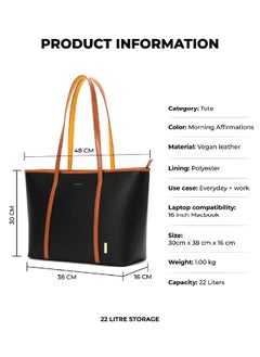 Mokobara MOKOBARA The Astrid Tote Vegan Leather Oversized Black Tote Bag for Women (Morning Affirmations)  - Image 3