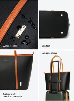 Mokobara MOKOBARA The Astrid Tote Vegan Leather Oversized Black Tote Bag for Women (Morning Affirmations)  - Image 5