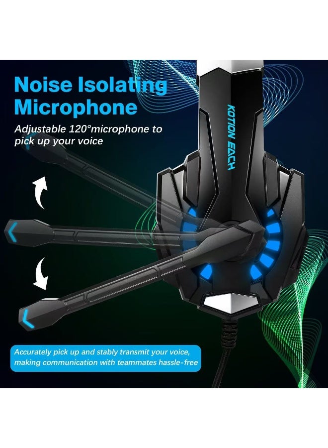 general Gaming Headset - KOTION EACH G9000 Pro Gaming Headset for PC, PS4, Xbox One - Noise Isolating Microphone, LED Light, Over-Ear Comfort with Volume Control - Image 3