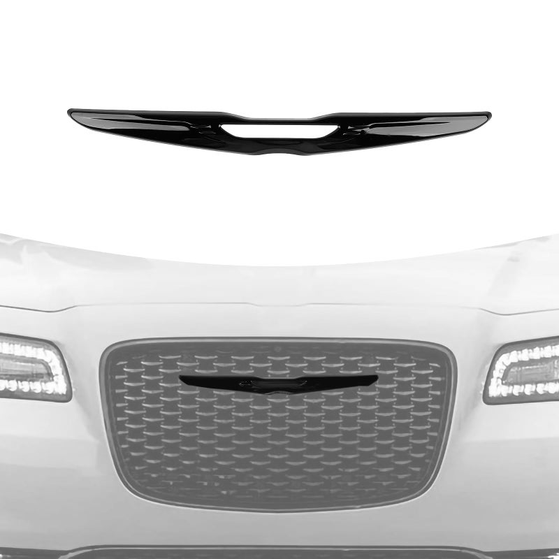 Hoolcar Front Bumper Center Grille Emblem Cover Grill Badge Molding Trim Compatible with 20152022 Chrysler 300 300C Black