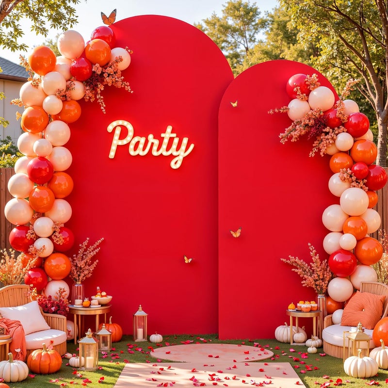 Suppromo Red Arch Cover 2 Set-7.2 and 6ft Red Arch Backdrop Cover Spandex Fitted Christmas Arch Stand Covers Stretchy Backdrop for Birthday Party Baby Shower Bridal Shower Wedding Banquet Photo Background - Image 4