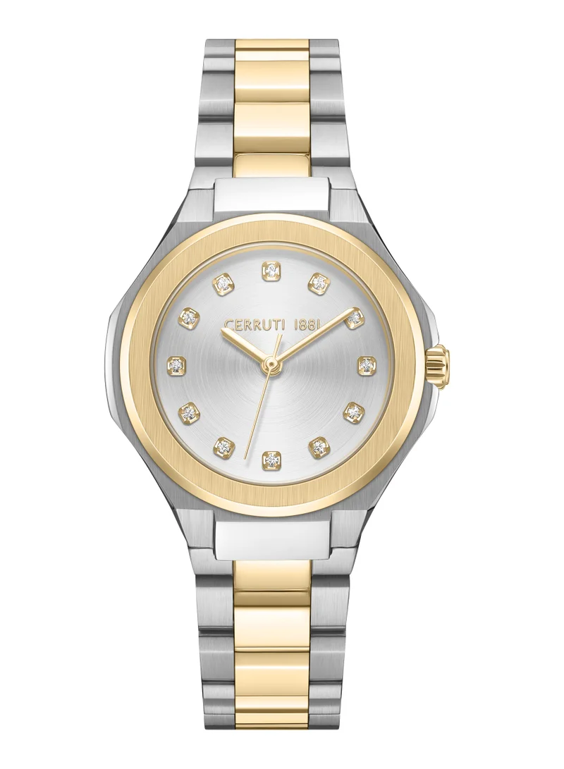 شيروتي 1881 ساعة لوكاردو نسائية بسوار ستانلس ستيل وميناء أبيض