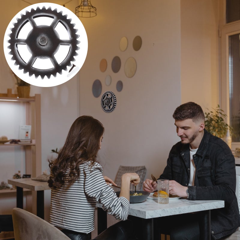 2 pcs Industrial Style Wall Wood Decoration Home Round Gear Design Wall Pendant - Image 3