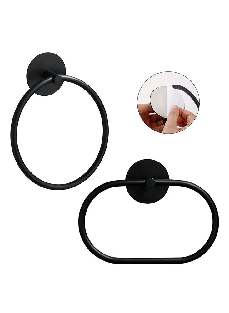 بيرفيي مجموعة من 2 خطاف للمناشف في الحمام من الفولاذ المقاوم للصدأ 304 بشكل دائري وبيضاوي - متين، مقاوم للغبار وفاعل في توفير المساحة - Image 1