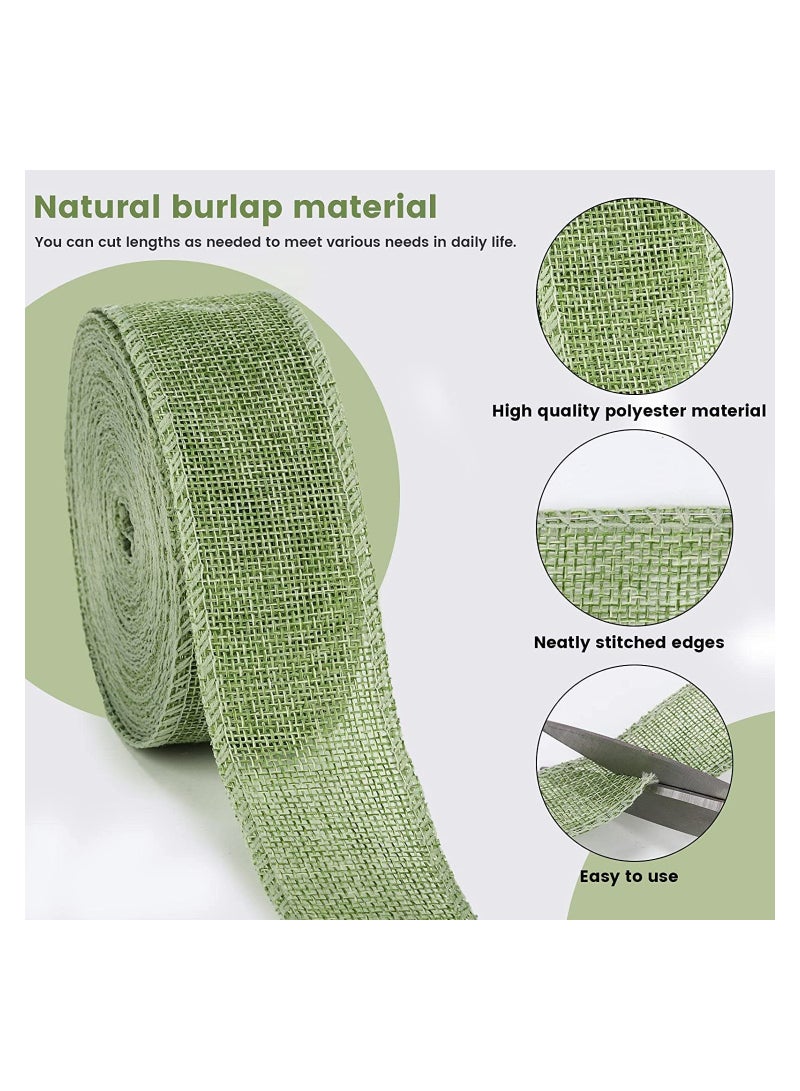 KASTWAVE 2 Rolls Burlap Fabric Craft Ribbon Burlap Roll Ribbon Natural Jute Fabric Crafts Ribbon for Wedding Gifts Burlap Fabric DIY Packing Vintage Wedding Party Decoration Colorful Satin Ribbon 5m*6cm - Image 3