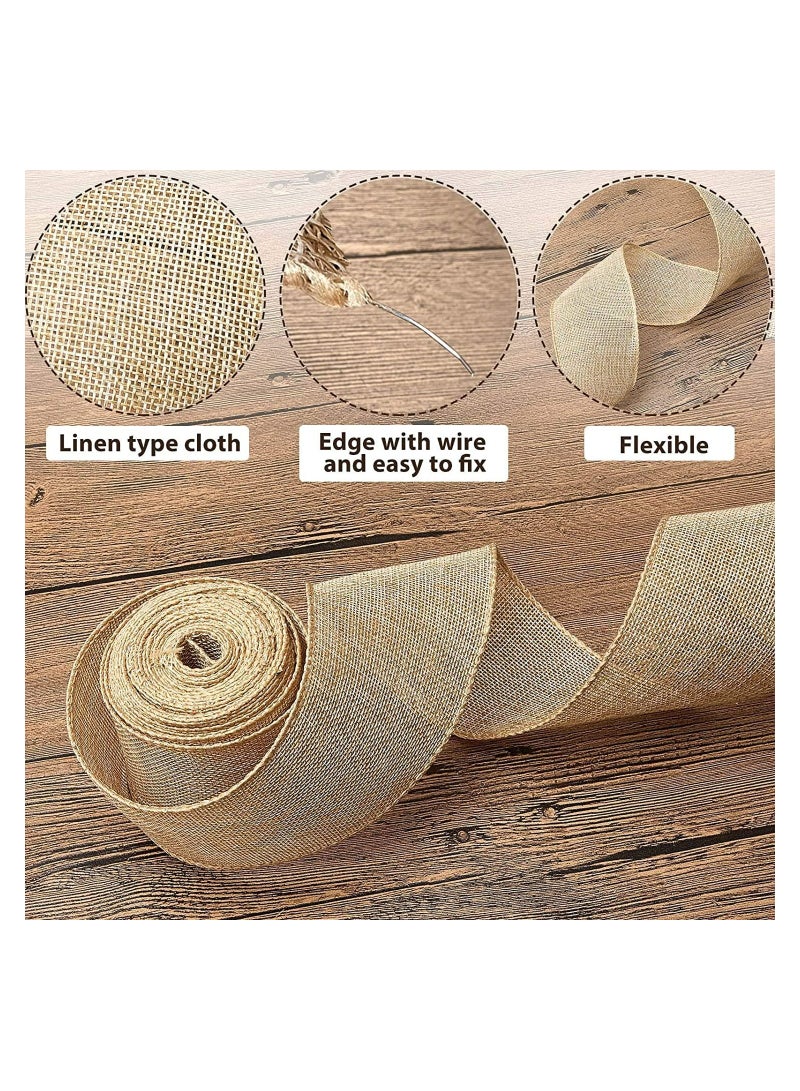 KASTWAVE 2 Rolls Burlap Fabric Craft Ribbon Burlap Roll Ribbon Natural Jute Fabric Crafts Ribbon for Wedding Gifts Burlap Fabric DIY Packing Vintage Wedding Party Decoration Colorful Satin Ribbon 5m*6cm - Image 5