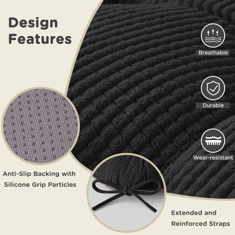 AddGrace Chair Cushions for Dining Chairs Soft Kitchen Seat Cushions 18" x 18" x 3" Non-Slip Seat Pads Black Set of 4 - Image 4