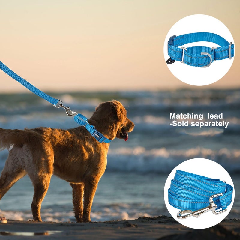 YUDOTE Reflective Martingale Collar for Dogs with Quick Snap Buckle Anti-Pull Nylon Safe Slip Collars for Easy Walking,Blue,Medium - Image 5