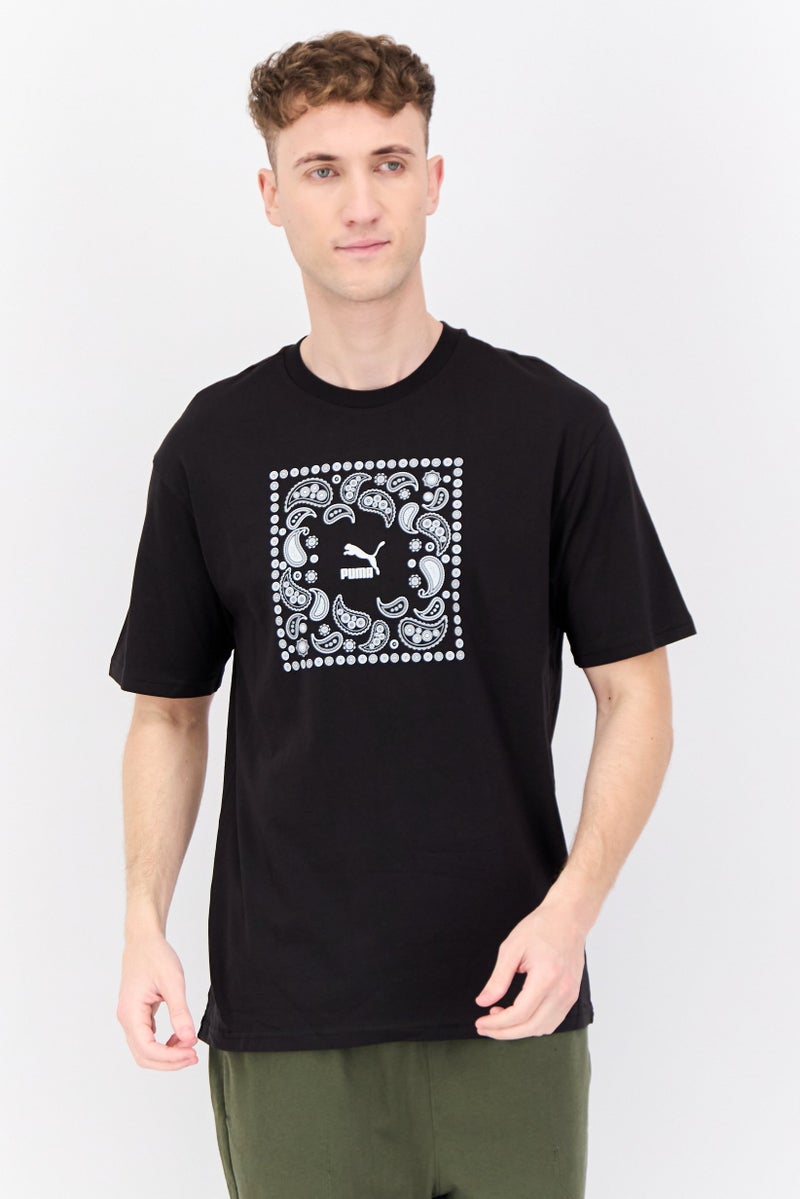 PUMA Men Relaxed Fit Short Sleeve Outdoor T-Shirts, Black/White - Image 1