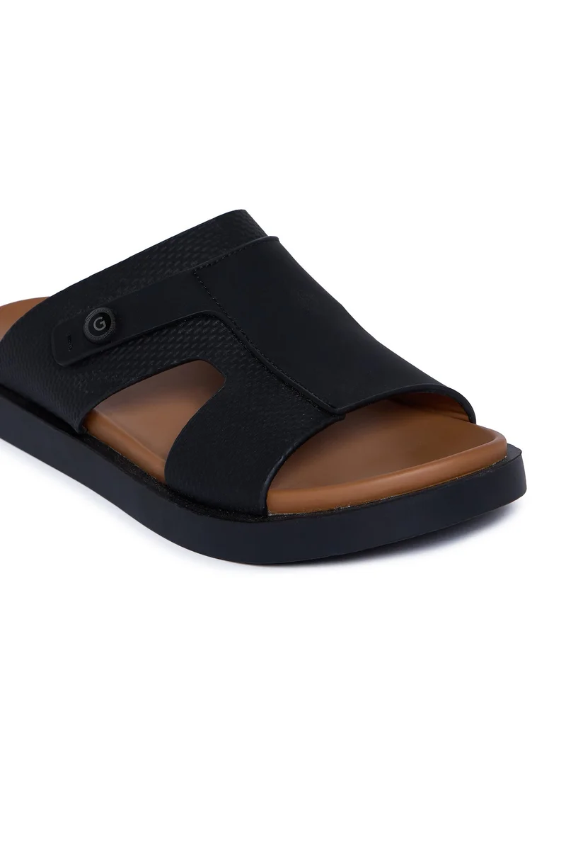 Geoomnii BLACK Geoomnii Men’s Arabic Sandals – Comfortable Casual Leather Slide Sandals for Everyday Wear for Men | Best Price UAE