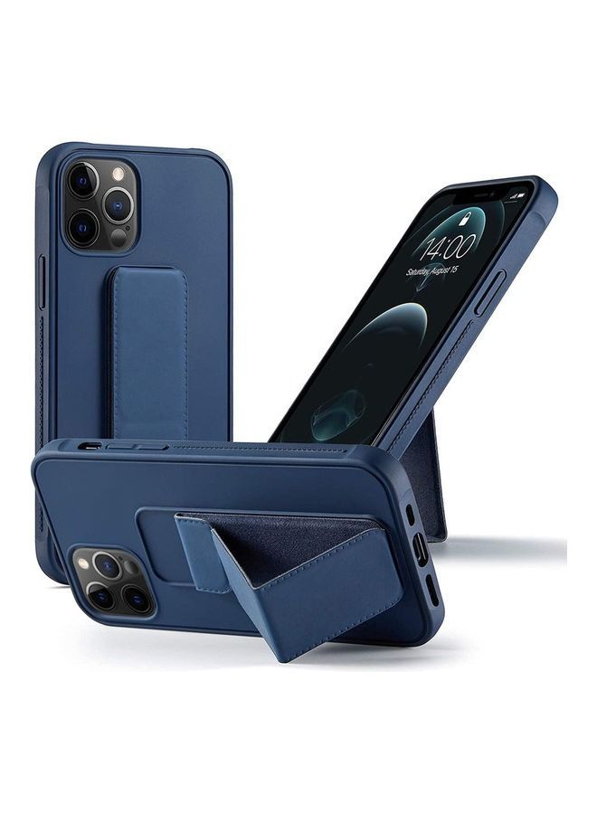 3 في 1 حزام معصم مغناطيسي قبضة اليد مع غطاء خلفي حامل لهاتف Apple iPhone 12 Pro Blue - Image 1
