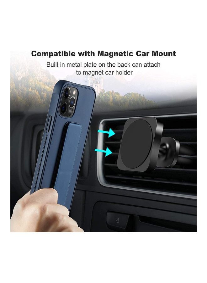 3 في 1 حزام معصم مغناطيسي قبضة اليد مع غطاء خلفي حامل لهاتف Apple iPhone 12 Pro Blue - Image 4