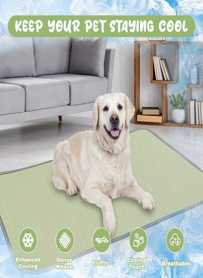 Buvlnee Summer Dog Cooling Mat Washable Ice Silk Self Cool Pad for Small Medium Large Dogs and Cats, Pet Sleeping Pad for Crate, Bed, Indoor & Outdoor Floor, Car Seats (Green, 27x22in) - Image 2