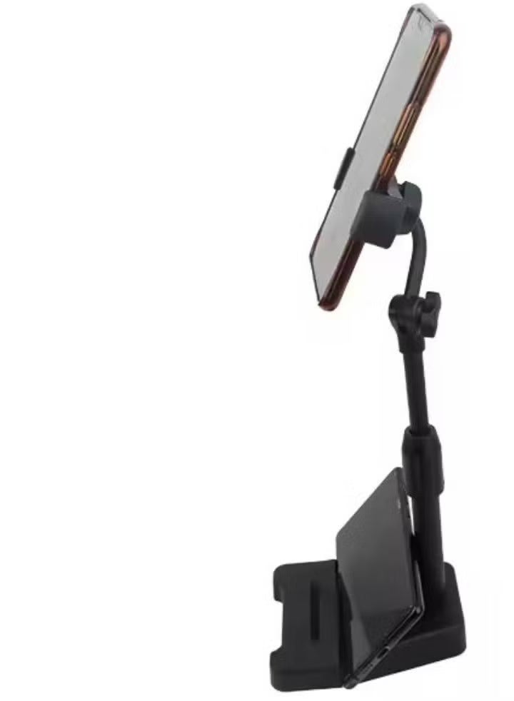 Mobile phone holder stand for photography, broadcasting and monitoring. It holds two devices at the same time and features a heavy base to prevent falls. The height reaches 35 cm. - Image 4
