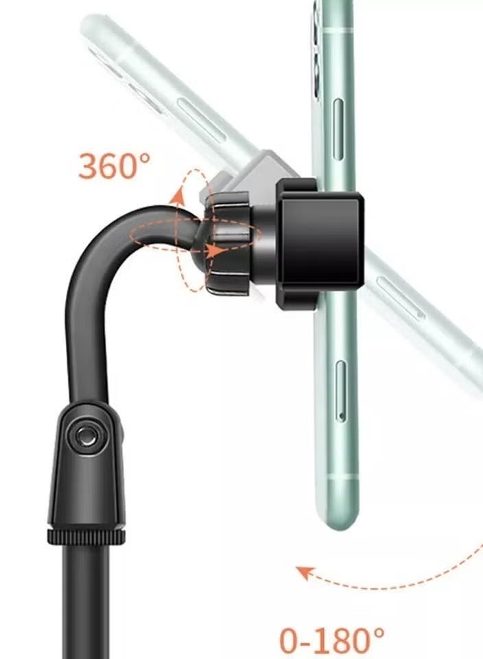 Mobile phone holder stand for photography, broadcasting and monitoring. It holds two devices at the same time and features a heavy base to prevent falls. The height reaches 35 cm. - Image 3