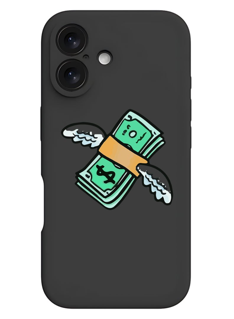 Theodor iPhone 16 Plus Black Protective Slim Fit Case Liquid Silicone Cover with Full Body Protection Anti-Scratch Shockproof Case For iPhone - Flying Money - Image 1