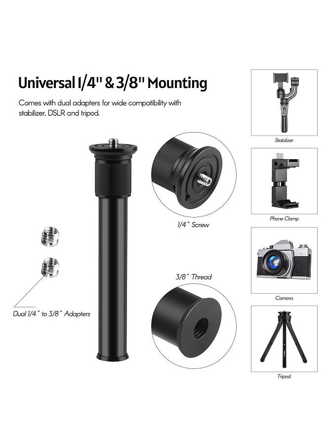 Generic Extendable Aluminum Alloy Extension Pole Rod 19-31cm Universal 1/4-inch 3/8-inch Interface with 2pcs 1/4 to 3/8 Adapter Screws for DSLR SLR Camera Stabilizer Ball Head Tripod  - Image 2