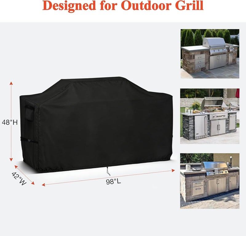 TheElves غطاء لشواية من نوع Island Grill بحجم 98 إنش، مقاوم للماء والرياح من نوع عالي الجودة للاستخدام في الهواء الطلق - مقاسات: 98" عرض × 42" عمق × 48" ارتفاع - Image 4
