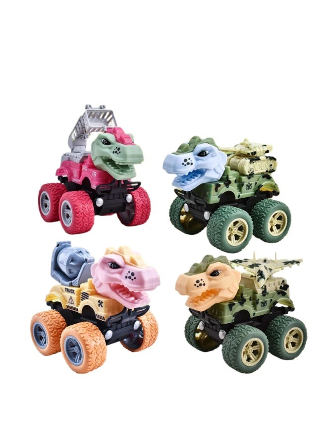 HALAMODO Dinosaur Truck Toy Child for 3 4 5 6 7 Years, Dino Truck Transporter Car with Realistic Sounds and Lights Truck Toy 5 Dinosaur Car & Figurines, Gift for Boys Birthday Christmas