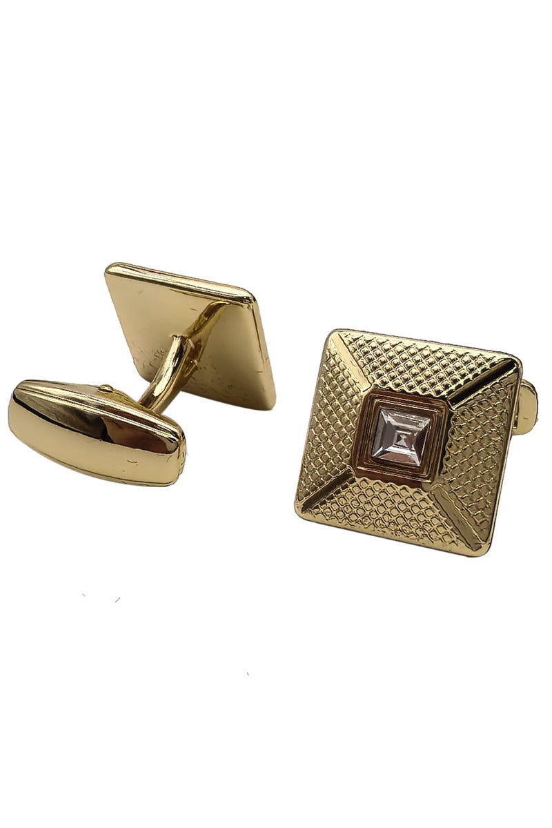 Gold Gun Silver Diamond Square Cufflinks, 2 PCS in One Set Alloy Jewelry Specially Design for Men's Shirt Wedding Business Gift with Delicate Package Box, 2 Colors for Selection  - Image 1
