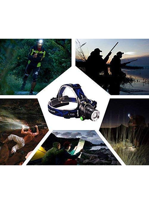 BLAGO BLAGO Hands Free Head Flashlight LED Lamp Water Resistant Drop Resistant Elastic Head Lamp Spotlight Rechargeable Head Torch for Camping Fishing Running Cycling  - Image 4
