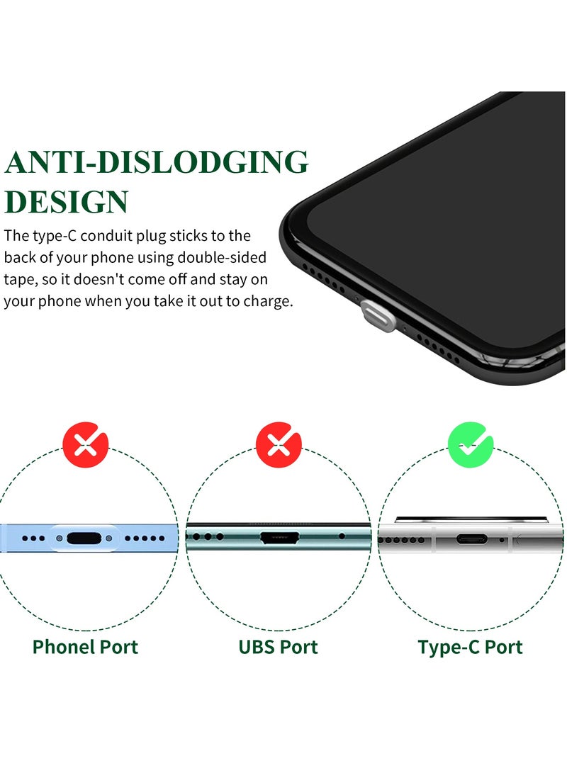 Vesaneae 4 Pieces USB C Anti-Dust Taps, Type C Anti-Dust Taps, Silicone Anti-Dust Taps, Mobile Anti-Dust Taps, USB C Anti-Dust Tapas for Type-C Phones and Tablets (Black)  - Image 4