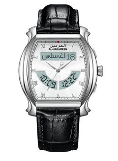 AL-HARAMEEN Analog+Digital White Dial Leather Strap Men's Watch HA-6110FSWL  - Image 1