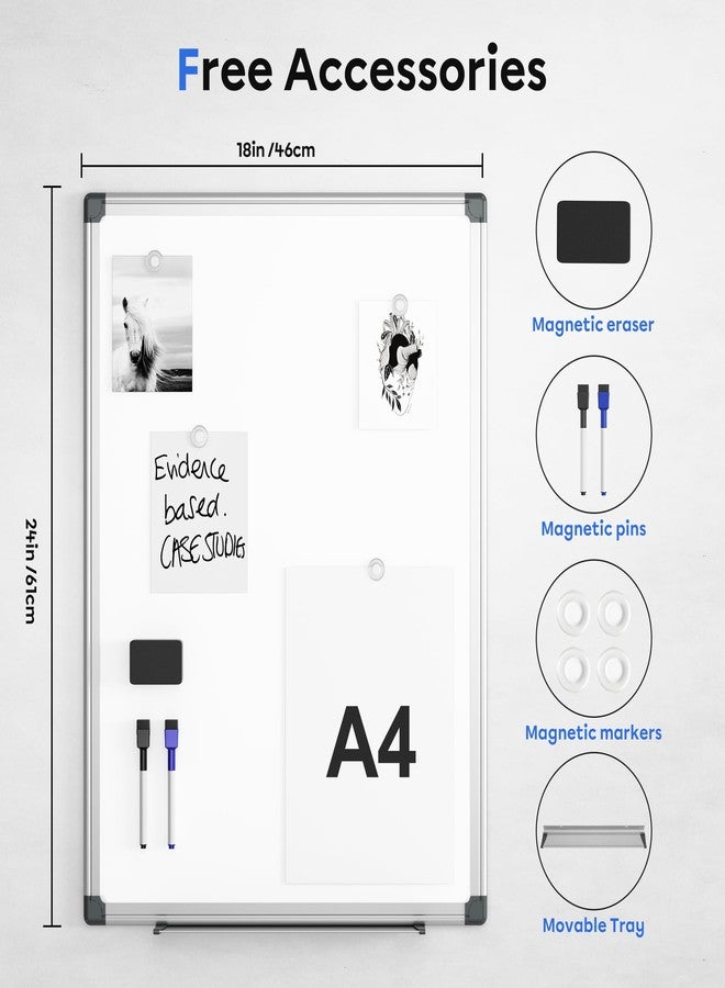 VUSIGN Magnetic Whiteboard, 24'' x 18'' White Board for Wall, Hanging Dry Erase Board, Horizontal or Vertical, Silver Aluminium Frame for Home, School, Office, Kitchen - Image 3