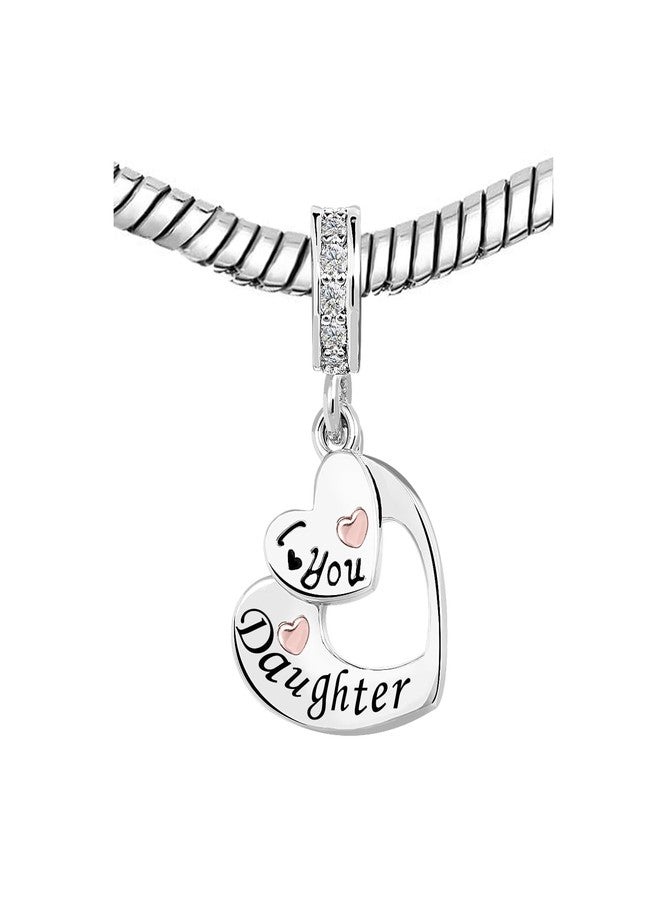 KunBead Daughter I Love You Heart Birthday Dangle Charms Compatible with Pandora Bracelet Necklace Gift from Mom Dad - Image 3