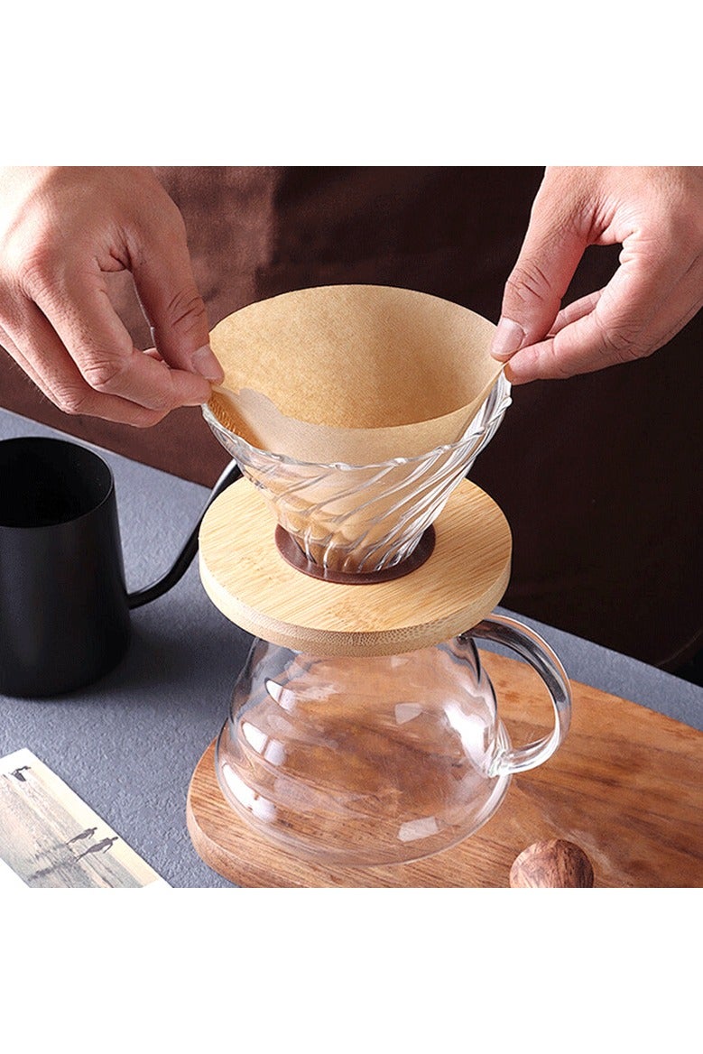 MIMOE 200-Piece Coffee Filter Paper Fan-shaped Virgin Pulp Coffee Drip Filter, Unbleached Natrual Beige 8-12 Cups - Image 5