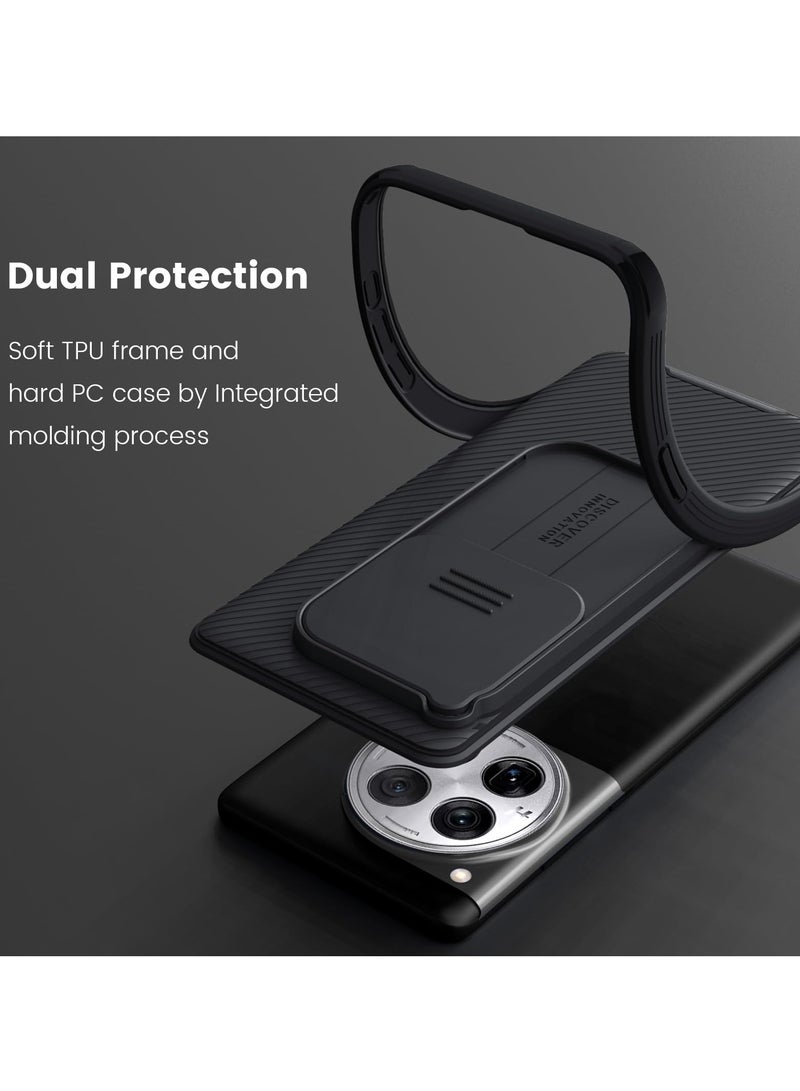 Excefore Case for OnePlus 12 5G with Slide Camera Lens Protects Military Grade Protection Slim Fit Thin Shockproof Cover Anti peeping Protective Case 360° Full Body Protection Black - Image 4
